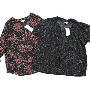 Siren Lily Lot 2 NWT Womens PLUS 1 1X Flowy Tops Shirts Tunic Blouses Work